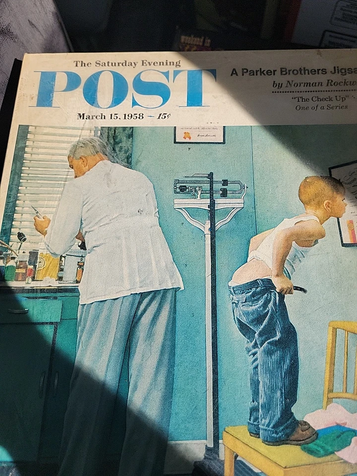 Rompecabezas de 500 piezas raro, vintage, Saturday Evening Post, Norman Rockwell The Check Up Foto 3 de 3