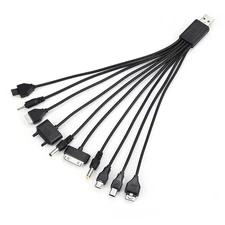 10-in-1 USB Multi Charger Cable, 7.87" Universal Charging Cord for Smartphones