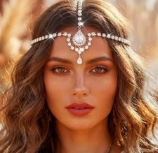 Rhinestone Head Chain Jewelry Crystal Headpiece 1 Count Pack of 1 Gold NIP