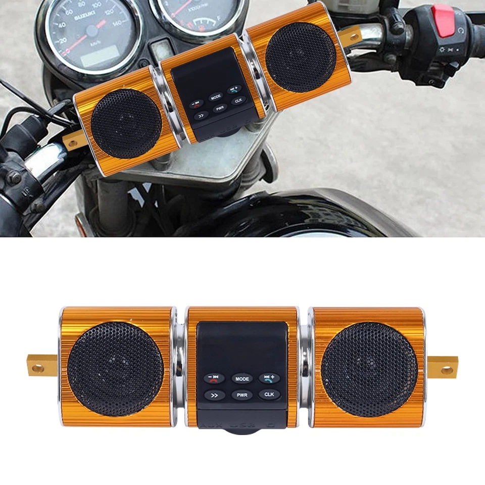 Altavoces estéreo para motocicleta Sistema de audio Amplificador Bluetooth Radio USB Impermeable Foto 2 de 4