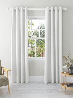 John Lewis Strukturgewebe Paar Ösenvorhänge, weiß, B117 cm x Tropfen 228 cm
