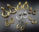 Vintage Gold Tone Earrings Lot TRIFARI AVON Knot Door Knocker Post Design