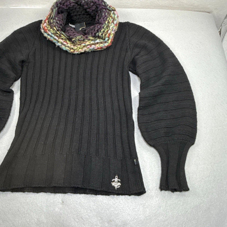 Suéter para mujer Just Cavalli grueso angora cuello alto multicolor EE. UU. grande IT 46 Foto 3 de 4