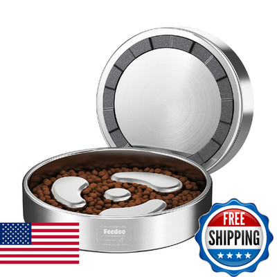 Feedoo Slow Feeder Dog Bowl-1Cup for Small Puppy, Double-Layer 304 Stainless Ste