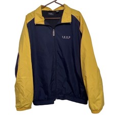 IZOD Performx Jacket Navy Blue Yellow Full Zip Men's XLT Athletic Windbreaker