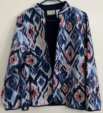 Alfred Dunner Women's 12P Paisley Floral Quilted Blazer Open Colorful Preppy