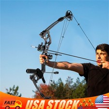 Compound Bow Kit with 12 Arrows Right Hand Archery Hunting Set Black 30-55lbs