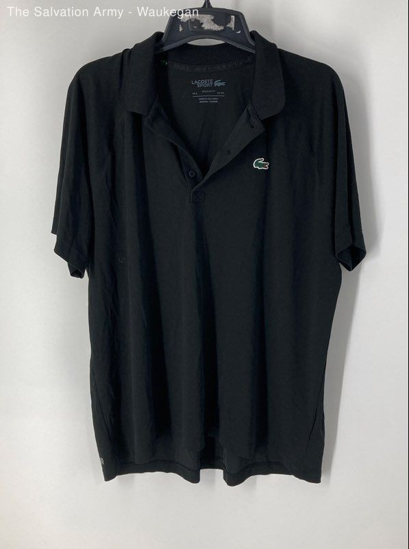 Lacoste Sport Mens Black Short Sleeve Regular Fit Collared Polo Shirt Size 3XL