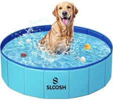 Foldable Dog Kiddie Pool - Portable Hard Plastic Doggie Swimming Pool 32  x8  .
