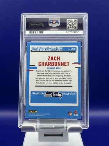 2023 Panini Optic #294 Zach Charbonnet RATED ROOKIE Holo PSA 9 - Picture 2 of 2