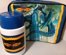 Fiambrera suave termo Godzilla con termo y taza 1998 azul nombre en caja