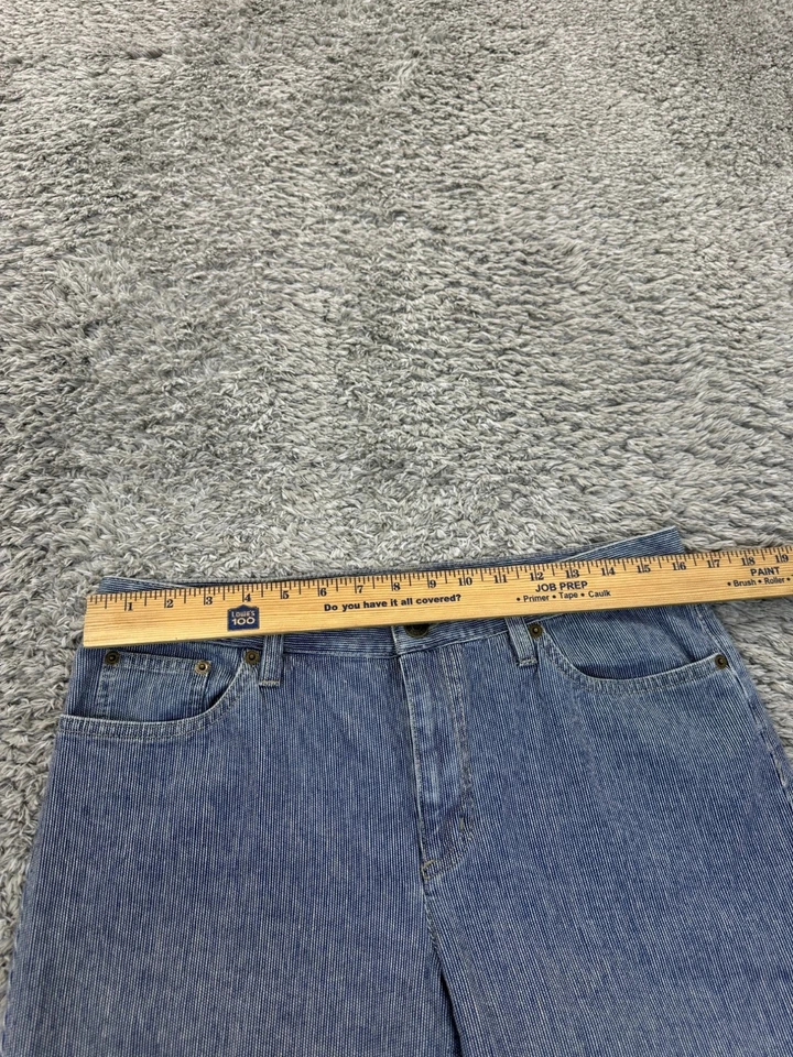 Pantalones Cortos de Jean Ralph Lauren para Mujer 8 Azul Rayas Ferrocarril Tiro Alto Denim De Colección Y2K Foto 3 de 4