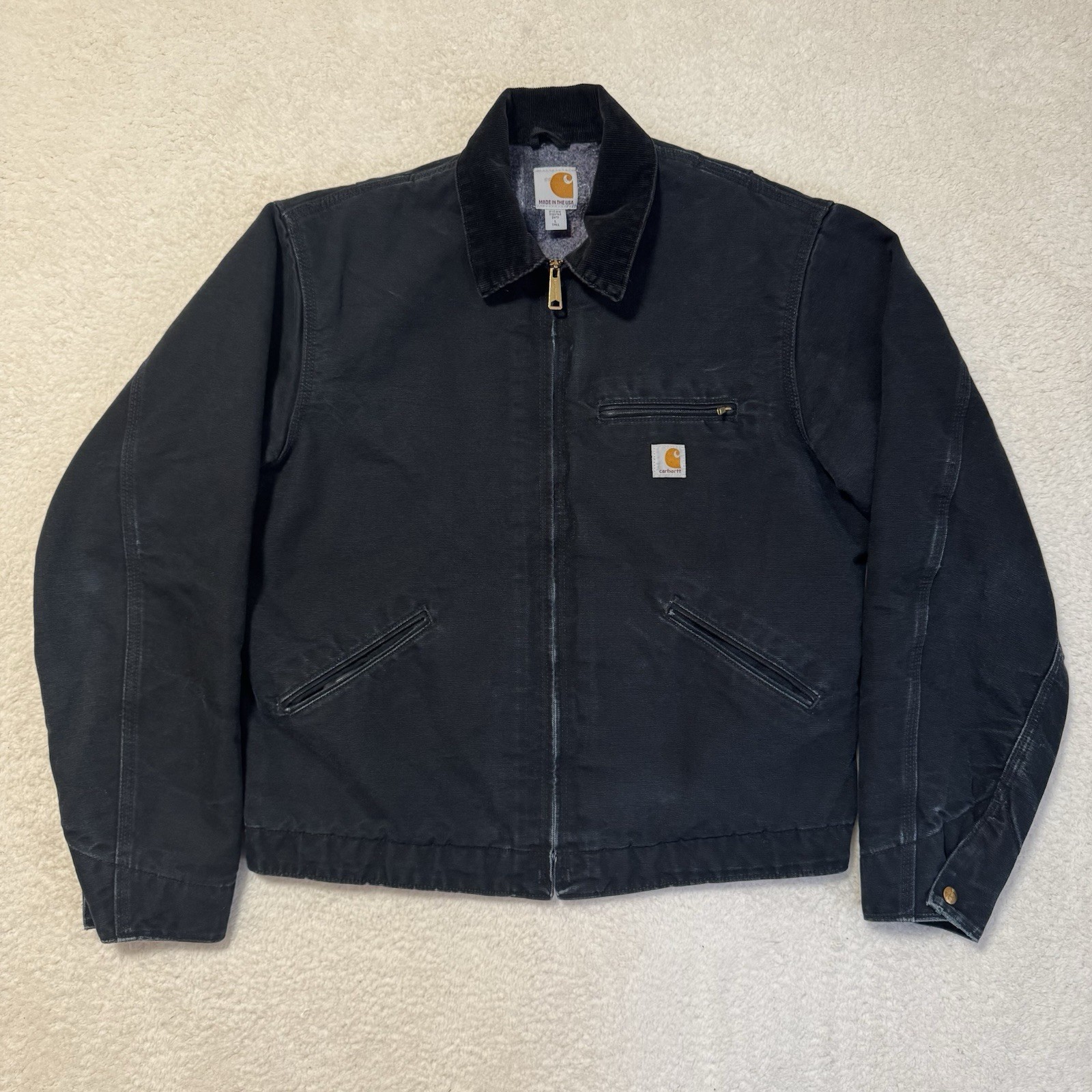 Y2k Carhartt J001-BLK Blanket Lined Detroit Size Large Tall