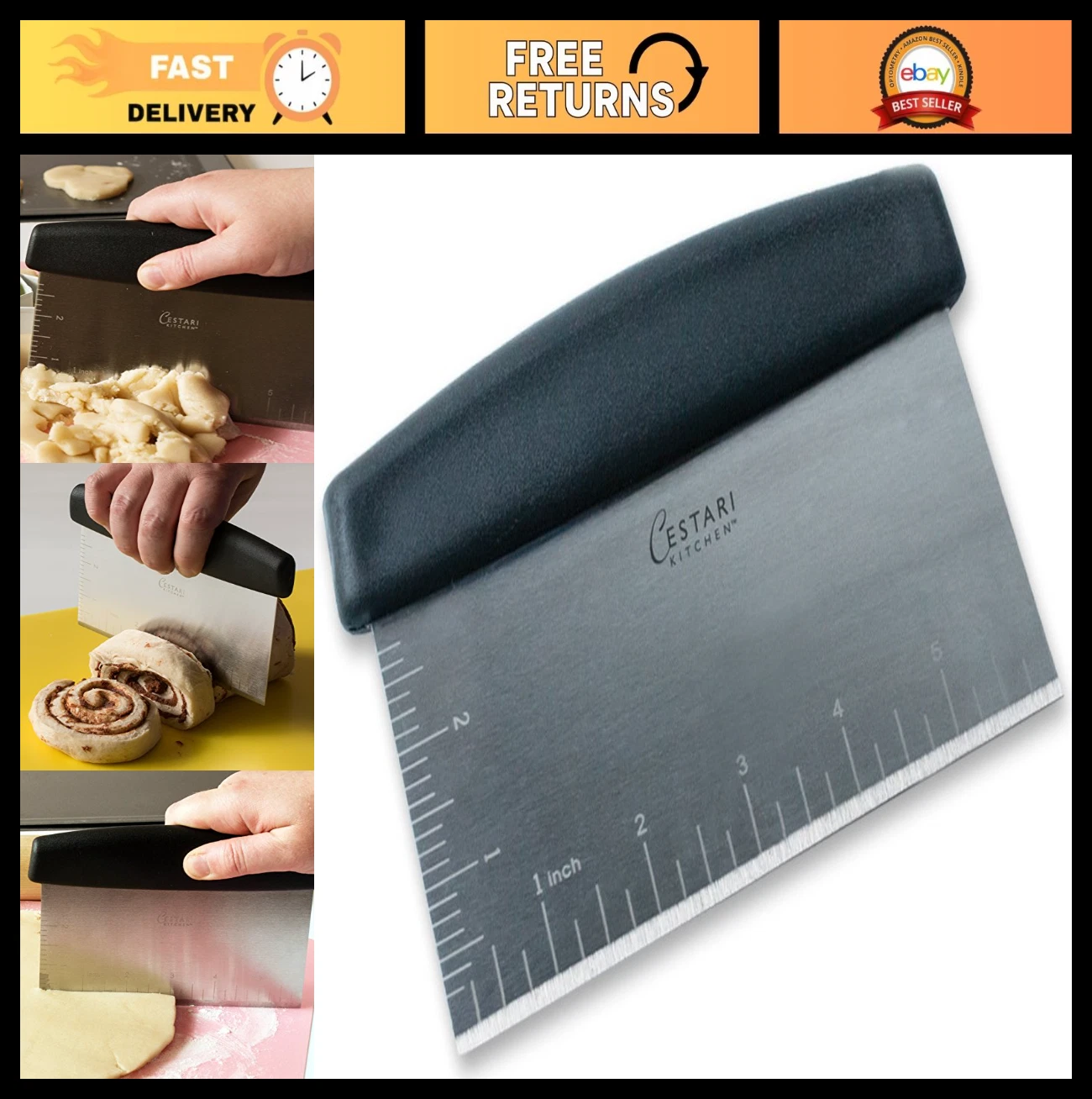 Heavy Duty Stainless Steel Dough Scraper & Chopper - Ideal for Pastry, Bread, Pi
Opens in a new wind