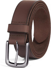 Men'S Full Grain Leather Casual Every Day Jean Belt Handmade 35Mm