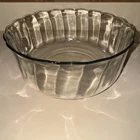 Large Vintage Fluted Salad Bowl Glass 10” Diameter Clear Scalloping Fruit Bowl