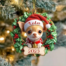 Custom Chihuahua Ornament for Dog Mom 2025, Personalized Pet Christmas