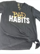 VLONE x Nav Bad Habits Small Black USA Made Hip Hop Rap T-Shirt Mens