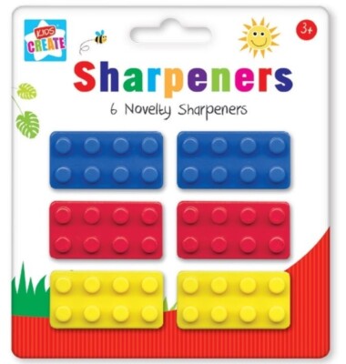 6 x Brick Bleistiftspitzer - Neuheit Schule Spaß Schreibwaren Party Tasche Füller     