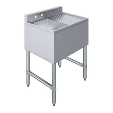 24 in. x 19 in. One Compartment Underbar Sink With Right Drainboard