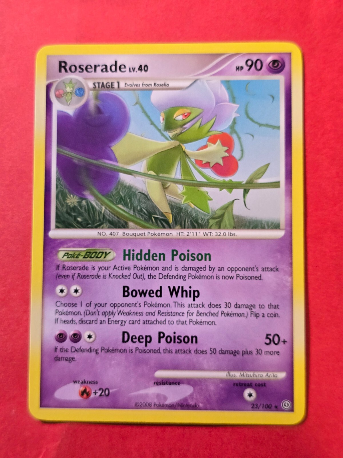 2008 Pokemon Diamond and Pearl Stormfront #23 Roserade, R, NF/H, cd2