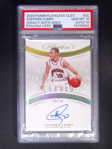 2020 Flawless Collegiate Stephen Curry Legacy Auto Gold /10 PSA 10/10 POP1
