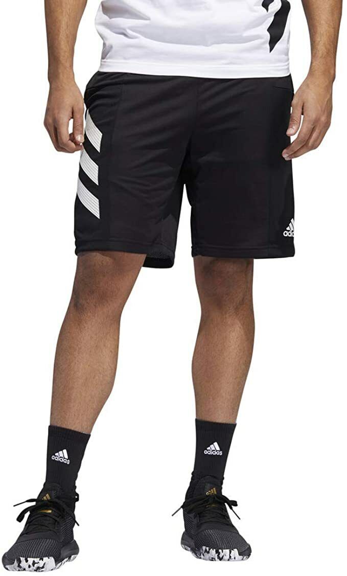 Men's 5XL ADIDAS Sport 3-Stripes Basketball Short Black/White