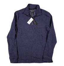 The Mens Store Two-Tone Half-Zip Pullover Sweater Mens Small Navy Steel