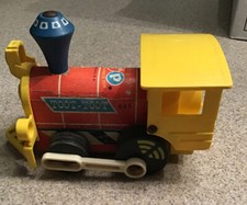 Antique Vintage Fisher Price Push Toy. Toot-Toot Train Engine.  Wooden. 1964