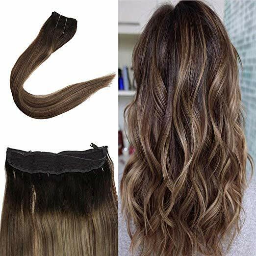 Full Shine 16" Halo Crown Human Hair Extension 80G #2 Fading to #3 & #27