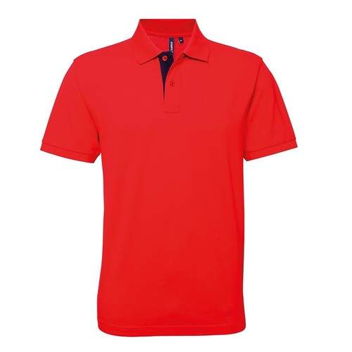Mens Classic Contrast Polo Shirt Short Sleeve Casual Work Plain Asquith & Fox - Picture 25 of 27