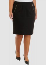 Kasper Women's Black Pull-On Zipper Front Ponte Pencil Skirt Plus Size 24W