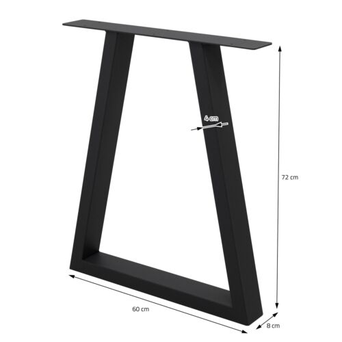 Tischbeine Tischgestell Trapez-Design Industriedesign Stahl 60 x 72 cm Schwarz - Bild 6 von 7