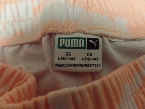 Girl's, PUMA Athletic Shorts, Orange/White, Size: L 12-14, Excellent Condition - Picture 3 of 4