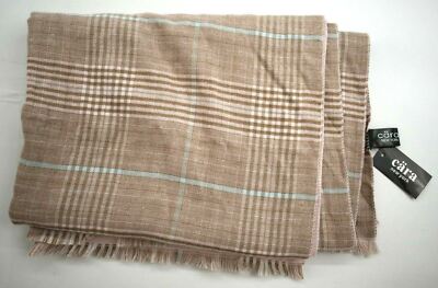 Cara New York Womens Multi Colored Plaid Wrap Smooth Knit Fringe