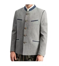 Men's German Bavarian Jacket Traditional Tyrol Loden Blazer Austrian Wool Jacket