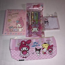My Melody School Supplies Stationary Gift Set Notebook Pens Pouch Sticky Notes