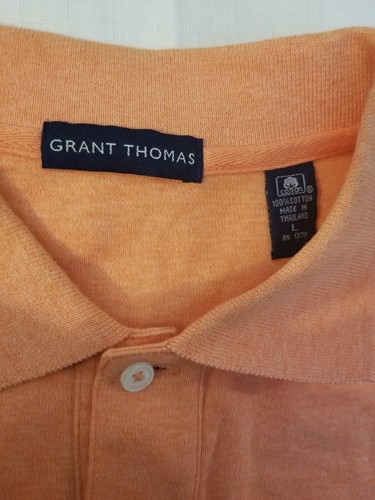Grant Thomas Men's Orange Short Sleeve Cotton Polo Shirt Size L - Picture 4 of 6