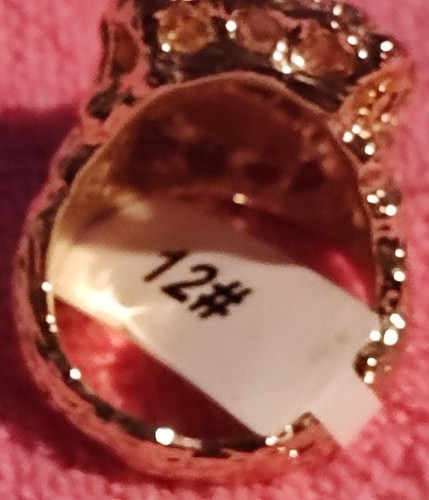 New Never Worn size 12 "ELVIS" Tiger Eye & Opal Ring w/Cubic Zirconia 1.25" x 1" - Picture 3 of 5