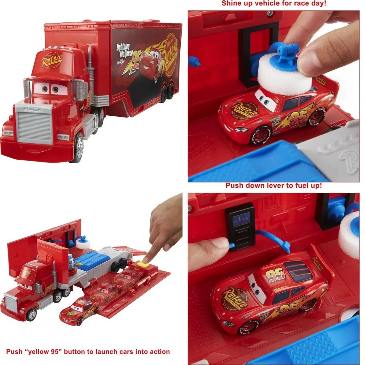 Disney Pixar Cars Transforming Mack Playset 2 in 1 Open to Tune-up