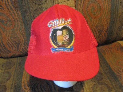 VINTAGE MILLER HIGH LIFE ADJUSTABLE LARGE BASEBALL SPORT CAP IRON ON LOGO CAPCO