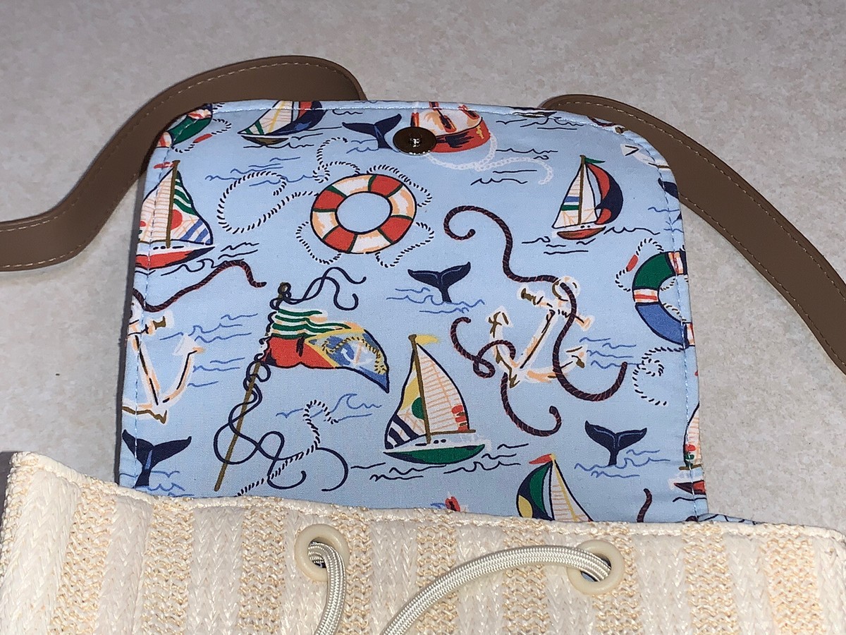 Vera Bradley Straw Mini Backpack Purse Regatta Anchor NWT Never Used Vera Bradley Regatta Anchor Navy Straw Small Backpack NWOT  main image 4