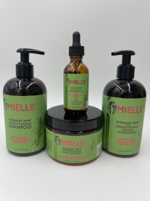 MIELLE Rosemary Mint Strengthening Hair Care Products 4Pc Bundle Set