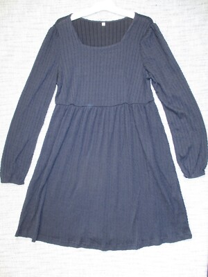 Women's Rib Knit Skater Fit And Flare Dress Navy Blue Size S | eBay