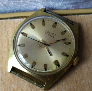 Authentic Vintage Poljot mechanical Watch Soviet USSR 17 jewels gold plated AU 20 retro