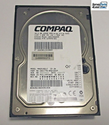 127979-001 HP 18.2Gb 10K Wide Ultra SCSI HDD 3.5" MAG3182LC (No Tray) - Picture 3 of 7