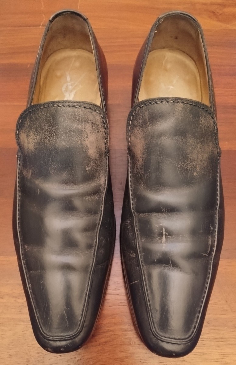 Vintage YSL Yves Saint LAURENT Men BLUE Leather Loafers Shoes Size