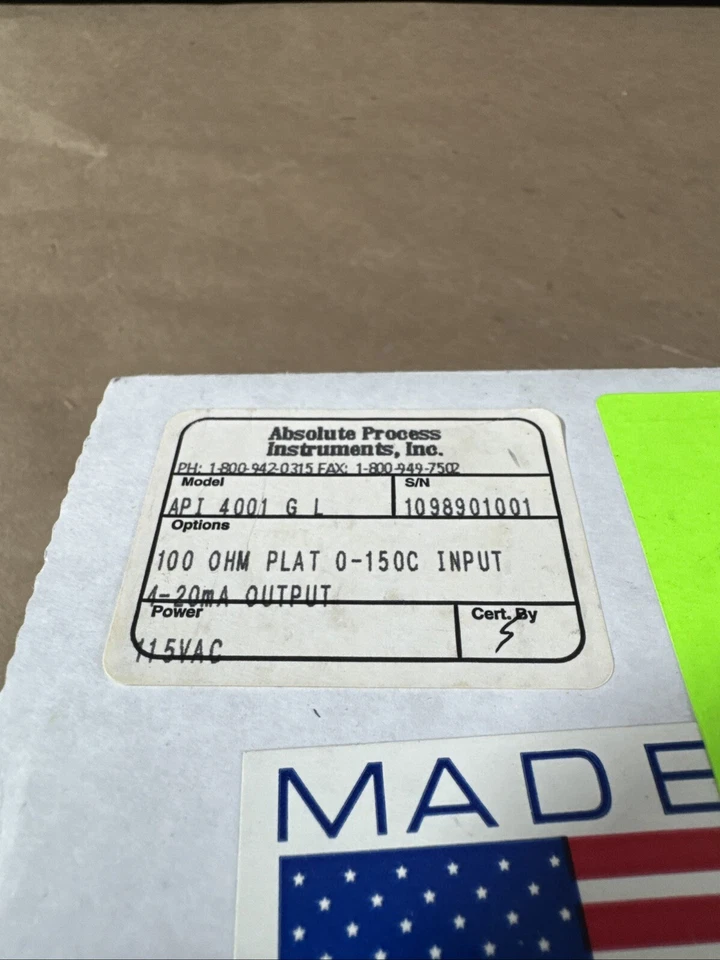 New Absolute Process Instruments Relay API 4001 G L 100ohm PLAT 0-15 OC Input - Image 2 of 3