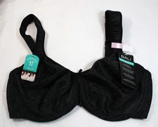 NWT BALI MINIMIZER satin tracings comfort U padded straps bra df3562 3562 BLACK