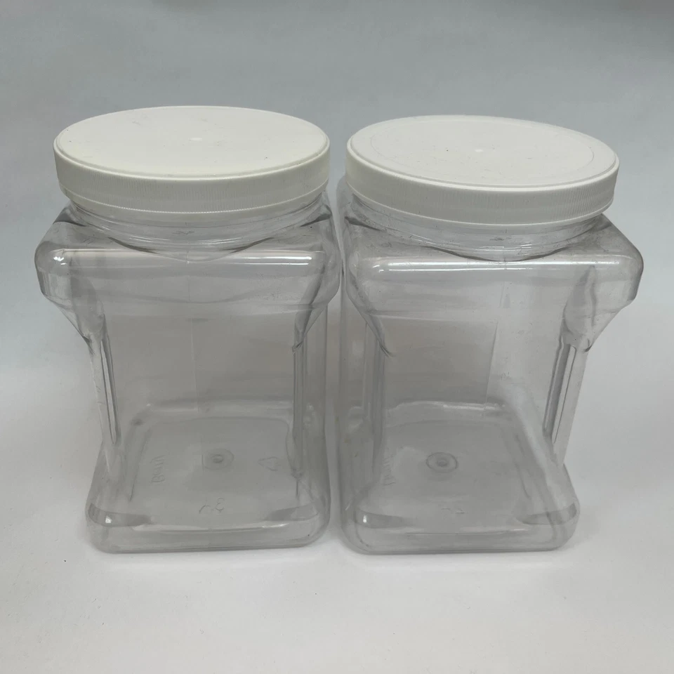 Empty Plastic Container Jar 30 oz. Clear White Cap Lot of 2 - Image 4 of 4
